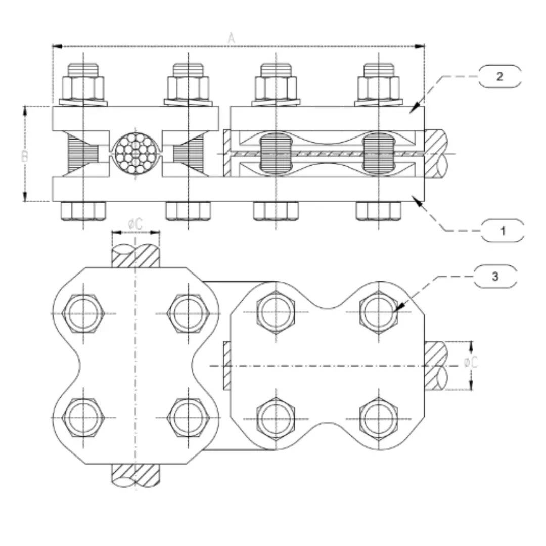 CONECTORES ESTANDATR EN T CABLE-CABLE P:185-300MM D:185-300MM MODELO 999.13 ARAGCU EI1