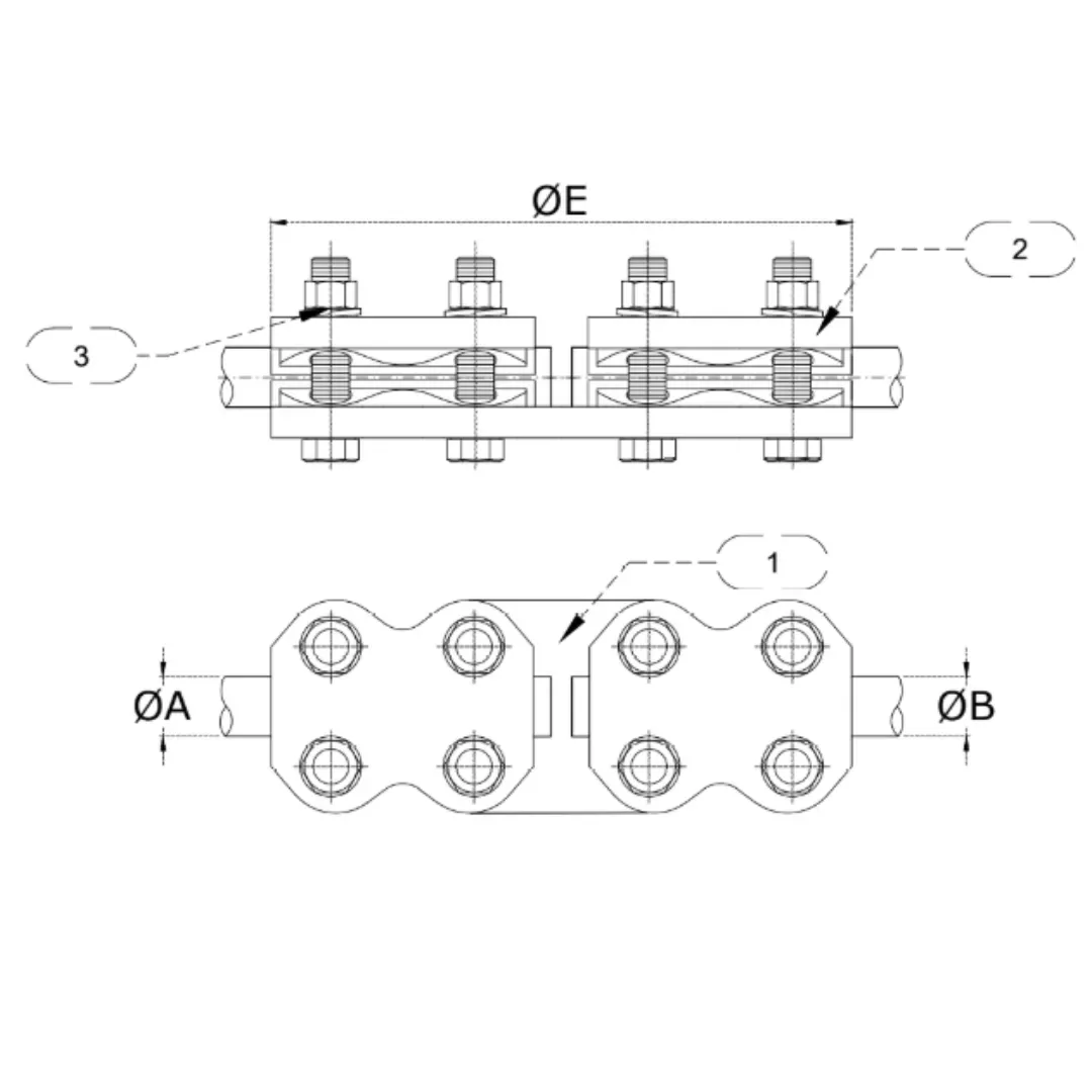 CONECTORES ESTANDAR RECTO TUBO-TUBO T:Ø38MM T:Ø38MM MODELO 999.15 ARAGCU EI1