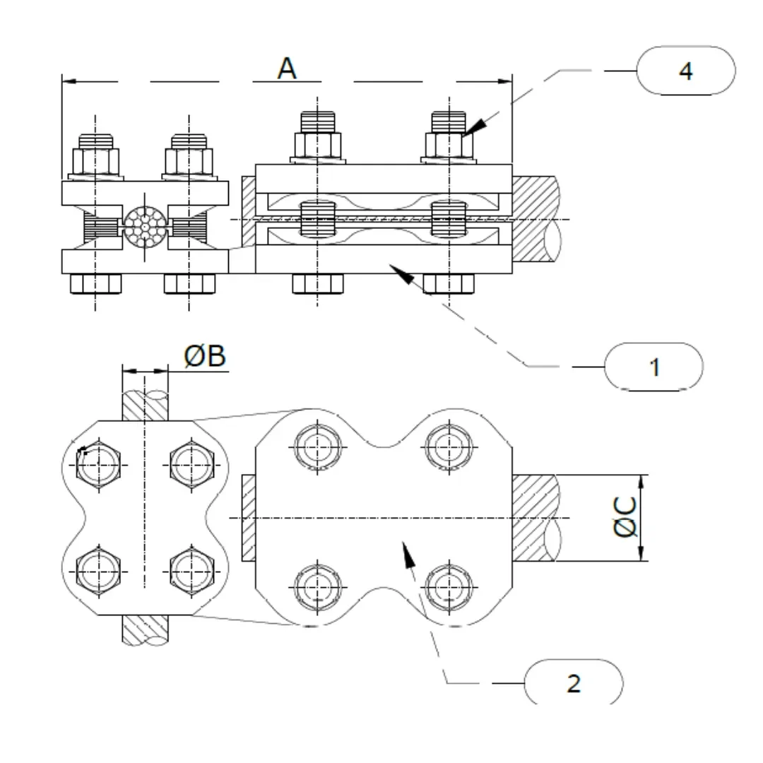 CONECTORES ESTANDAR EN T CABLE-CABLE C:120-185MM C:450-630 MM MODELO 999.2 ARAGCU EI1