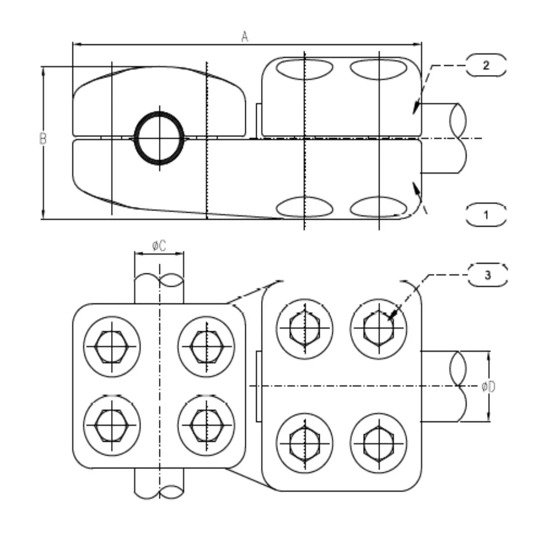 CONECTORES ANTICORONA RECTO TUBO-TUBO T:Ø30MM T:Ø40MM MODELO 999.5 ARAGCU EI1