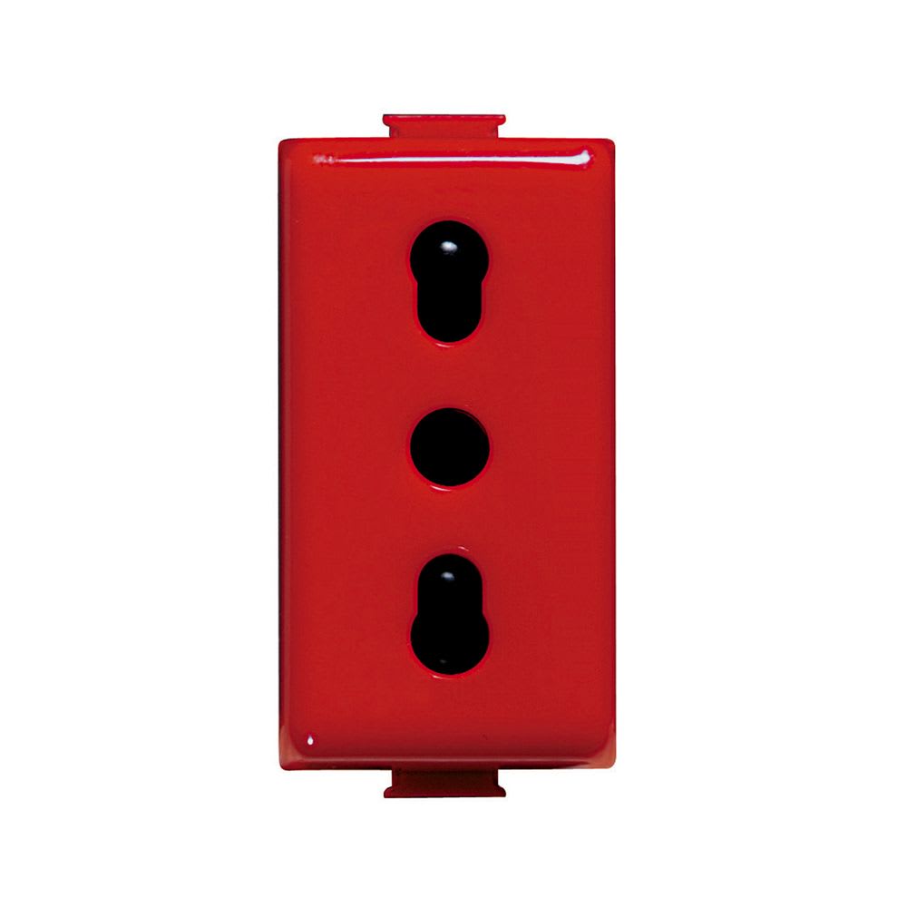 TOMACORRIENTE BIPASO 2X16A+T 250V 1 MODULO ROJO MATIX A5180R BTICINO