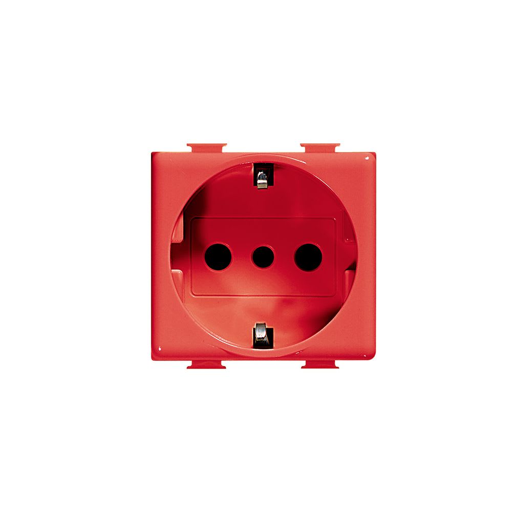TOMACORRIENTE P/EMPOTRAR SCHUKO 2X16A+T 250V 2 MODULOS ROJO MATIX A5440/3R BTICINO