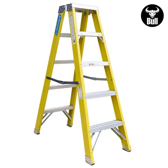ESCALERA FIBRA TIJERA DOBLE ACCESO 5 PASOS 150KG 1.53M FTD150-5IA AMERICAN BULL3