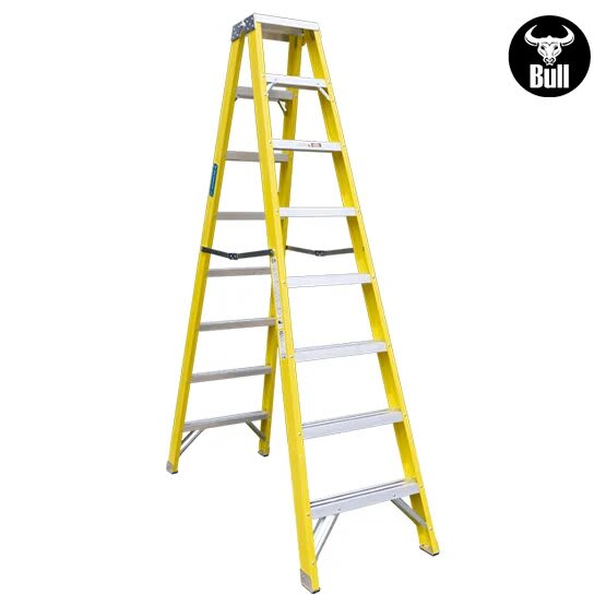 ESCALERA FIBRA TIJERA DOBLE ACCESO 8 PASOS 150KG 2.44M FTD150-8IA AMERICAN BULL1
