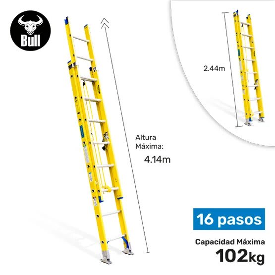 ESCALERA FIBRA TELESCOPICA 16 PASOS 102KG 4.14M FTT102-16II AMERICAN BULL3