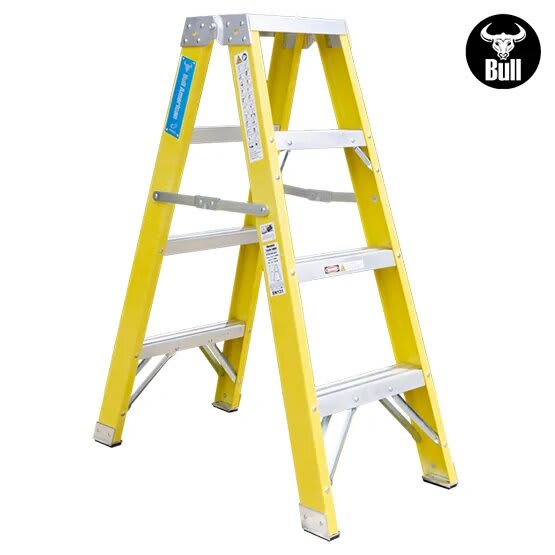 ESCALERA FIBRA TIJERA DOBLE ACCESO 4 PASOS 150KG 1.22M FTD150-4IA AMERICAN BULL2