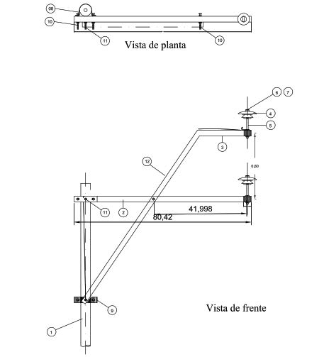 ARMADO TIPO ABX1 BIPOLAR EN ALINEAMIENTO PARA ANGULOS DE 0°-5° GALV CALIENTE ARAGCU AR1