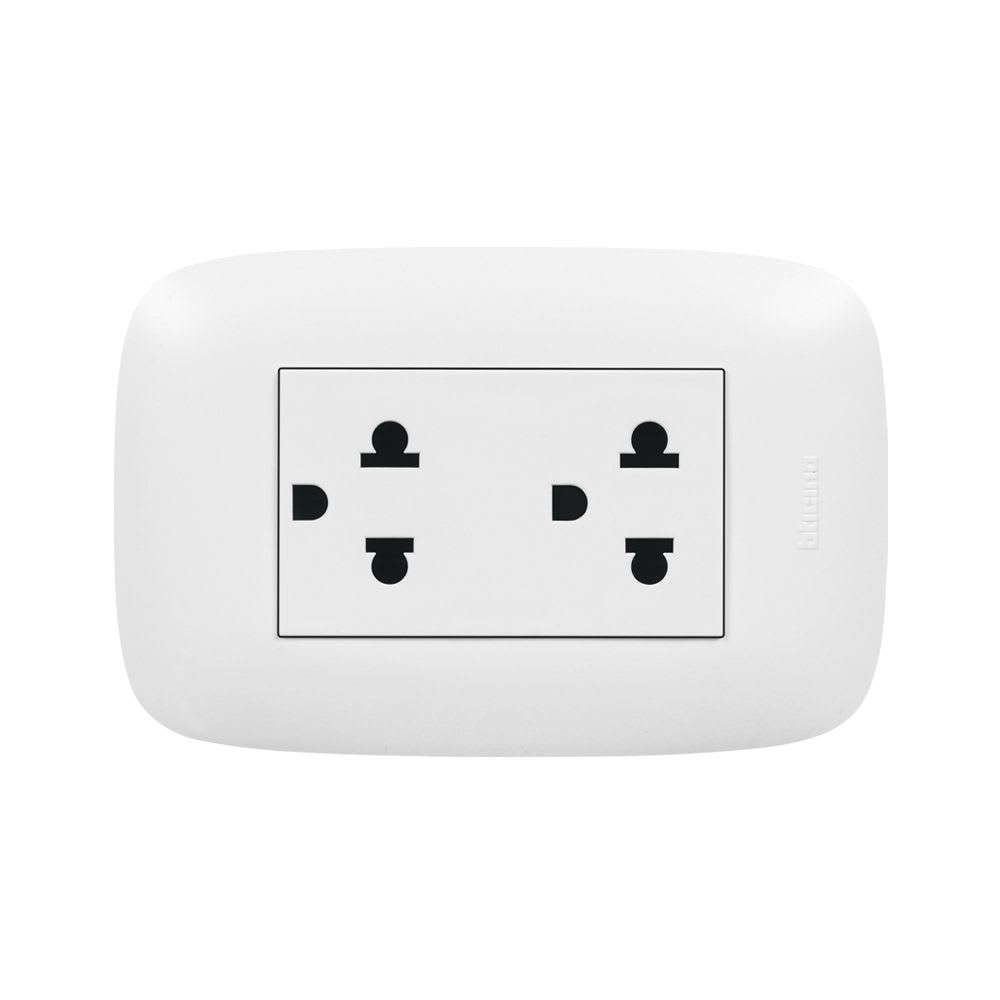 TOMACORRIENTE UNIVERSAL DOBLE 2X16A+T 250V DOMINO SENCIA AP1222 BTICINO