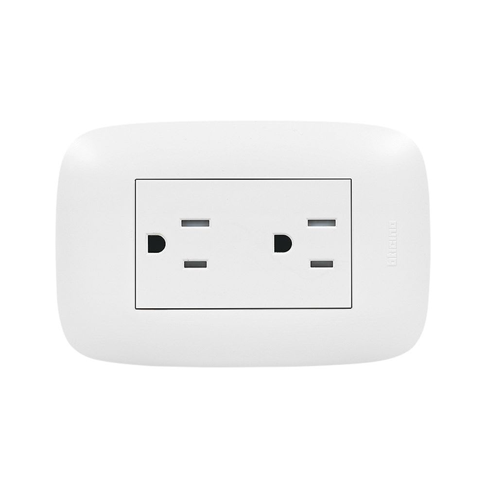 TOMACORRIENTE DUPLEX 2X15A+T 250V DOMINO SENCIA AP1228 BTICINO