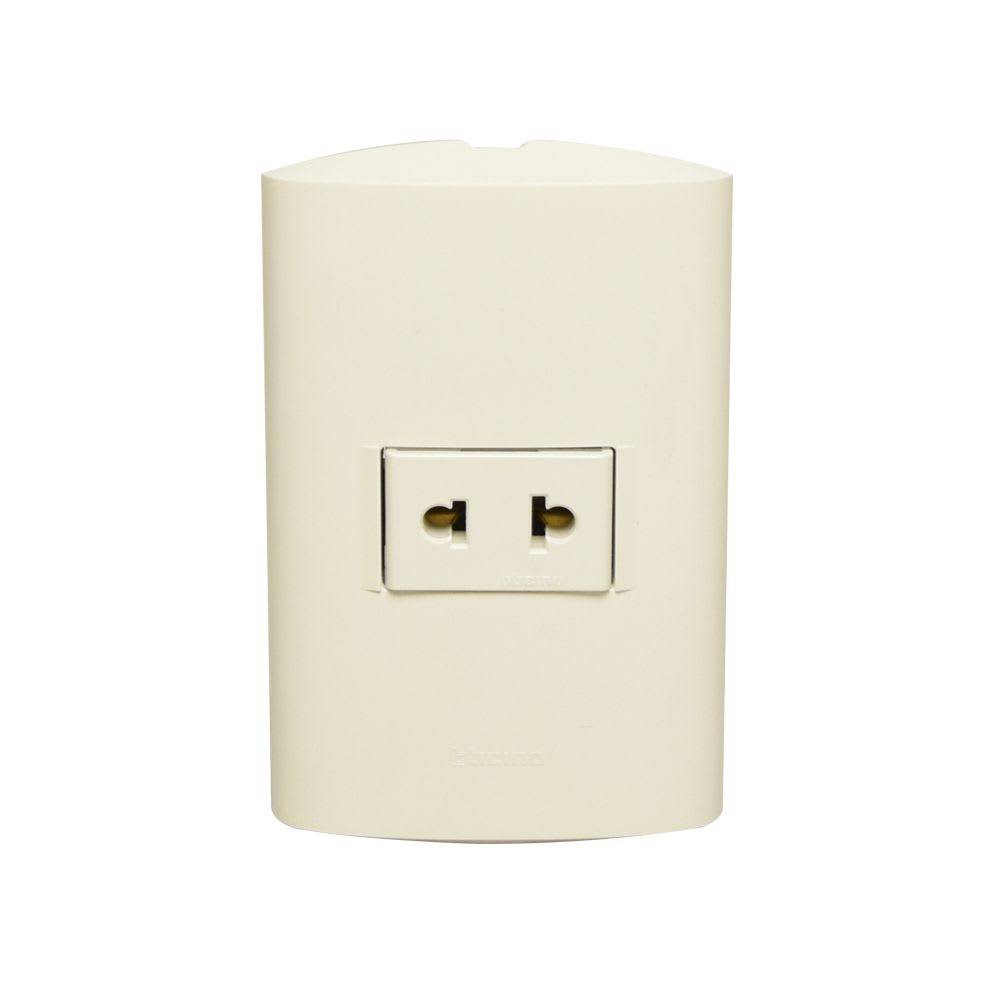 TOMACORRIENTE UNIVERSAL SIMPLE 2X16A 250V BLANCO PLACA BLANCA MODUS STYLES AE2112EB BTICINO