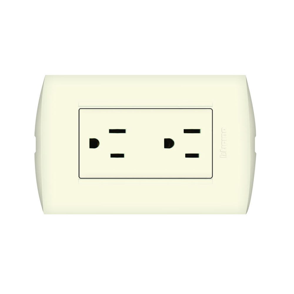 TOMACORRIENTE DÚPLEX 2X15A+T 250V PLACA MARFIL MODUS STYLE MARFIL AE2228E2M BTICINO1