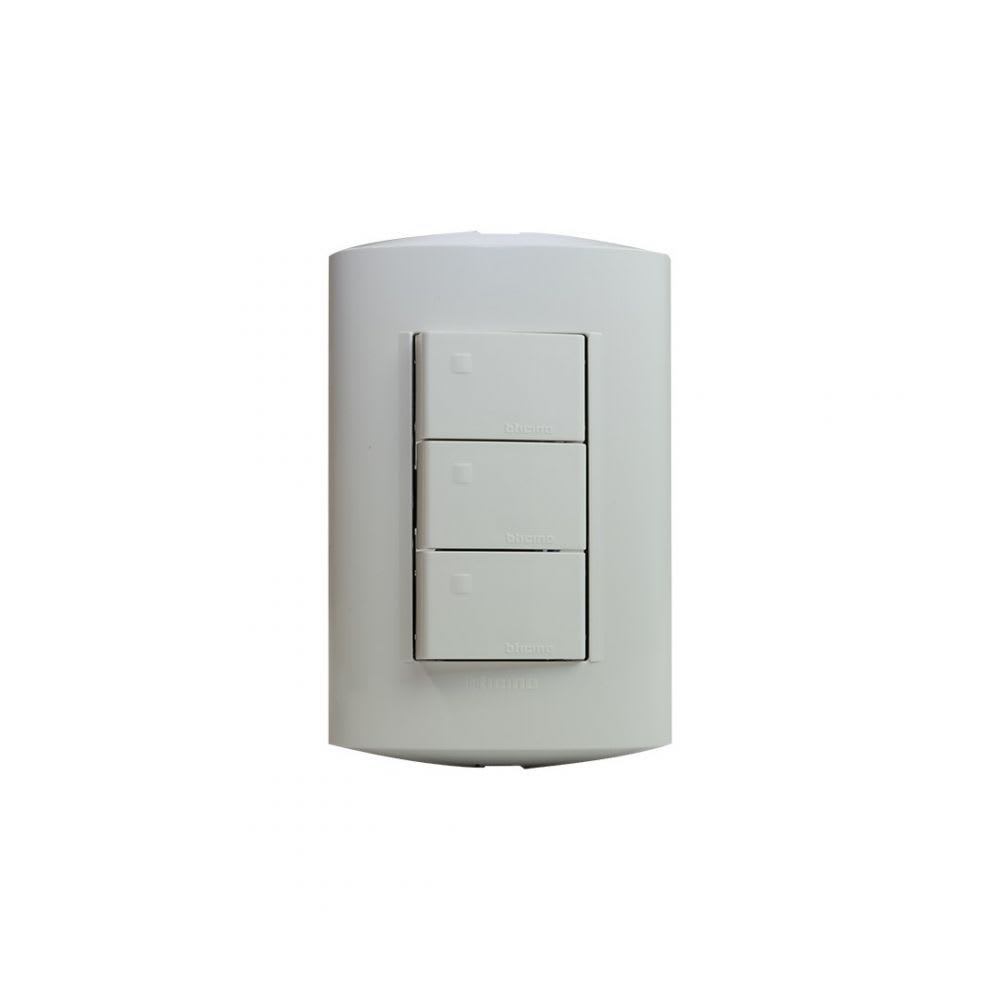 INTERRUPTOR TRIPLE 10A 250V 3 VIAS BLANCO PLACA BLANCA MODUS STYLE AE2301EB BTICINO