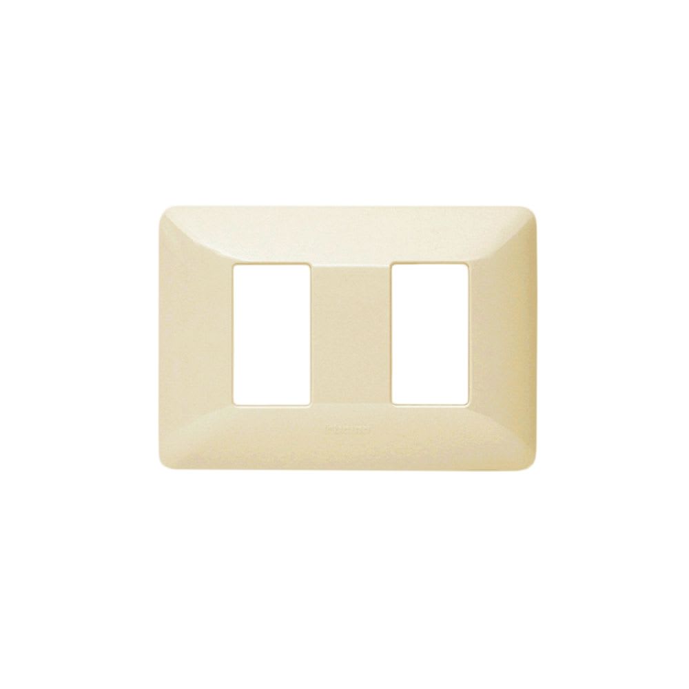 PLACA DE TECNOPOLIMERO 2 MODULOS C/SOPORTE PLASTICO MARFIL MATIX AM503S/2AV BTICINO1
