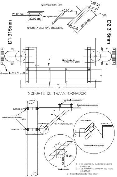 ARMADO TIPO ATSB-B SOPORTE DETALLE DE SOPORTE TRAFO GALV CALIENTE ARAGCU AR1