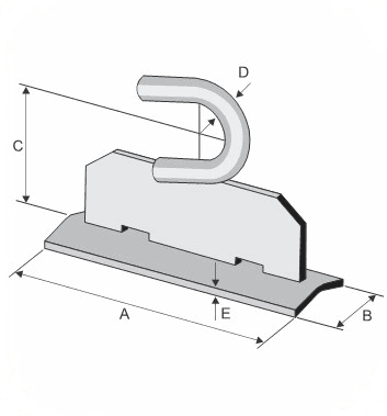 PLANCHA O GANCHO BANDA 120X45X65MM 13(1/2'')X4.76(3/16'') 7.5KN GALV CALIENTE AP5476060 ARAGCU2