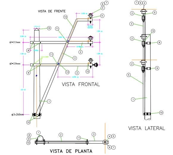 ARMADO TIPO ATX1S TRIPOLAR EN ALINEAMIENTO GALV CALIENTE ARAGCU AR