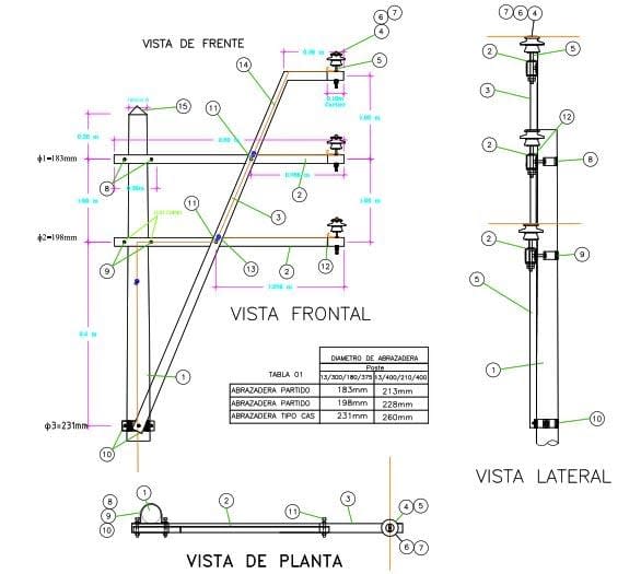 ARMADO TIPO ATX1 TRIPOLAR EN ALINEAMIENTO GALV CALIENTE ARAGCU AR1