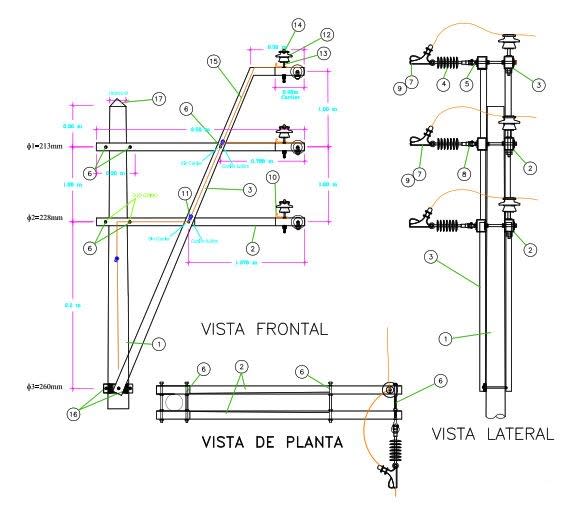 ARMADO TIPO ATX4 TRIFASICO DE ALINEAMIENTO - ANCLAJE GALV CALIENTE ARAGCU AR1
