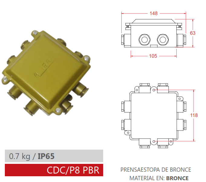CAJA DE DERIVACIÓN IP65 CDC/P8 PBR AIBAR1