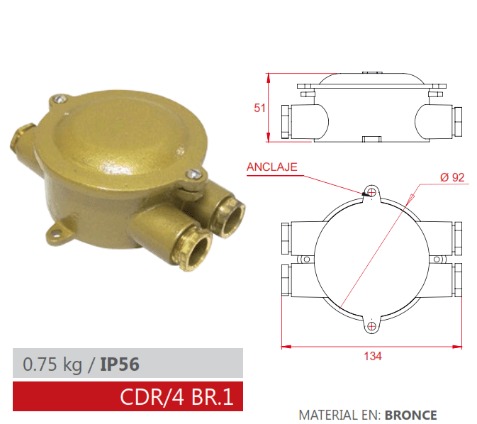 CAJA DE DERIVACIÓN IP56 CDR/4 BR.1 AIBAR1