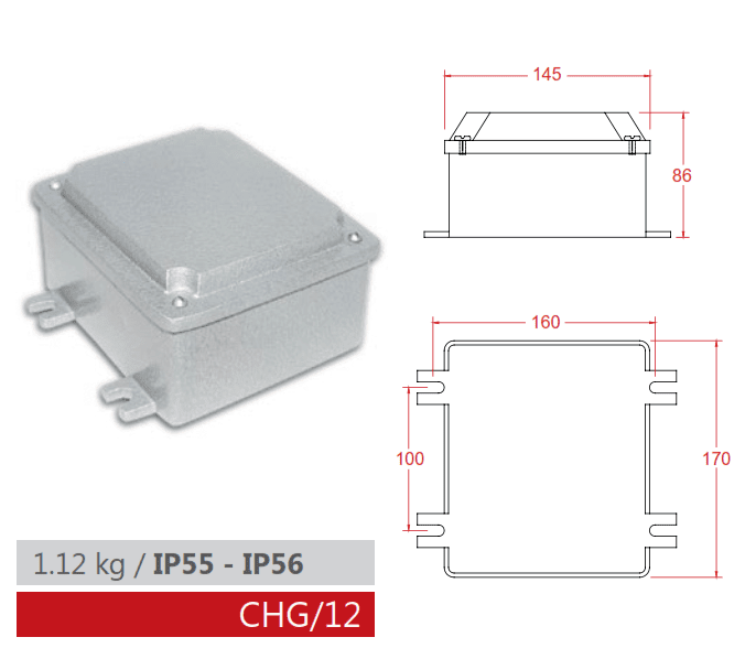 CAJA HERMÉTICA CIEGA 12 IP55 (CHG/12) AIBAR