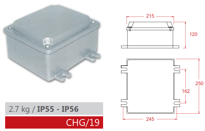 CAJA HERMETICA CIEGA 19V IP55 (CHG/19V) AIBAR1