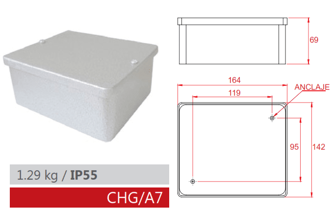 CAJA DE DERIVACION CIEGA A7 IP55 (CHG/A7) AIBAR1
