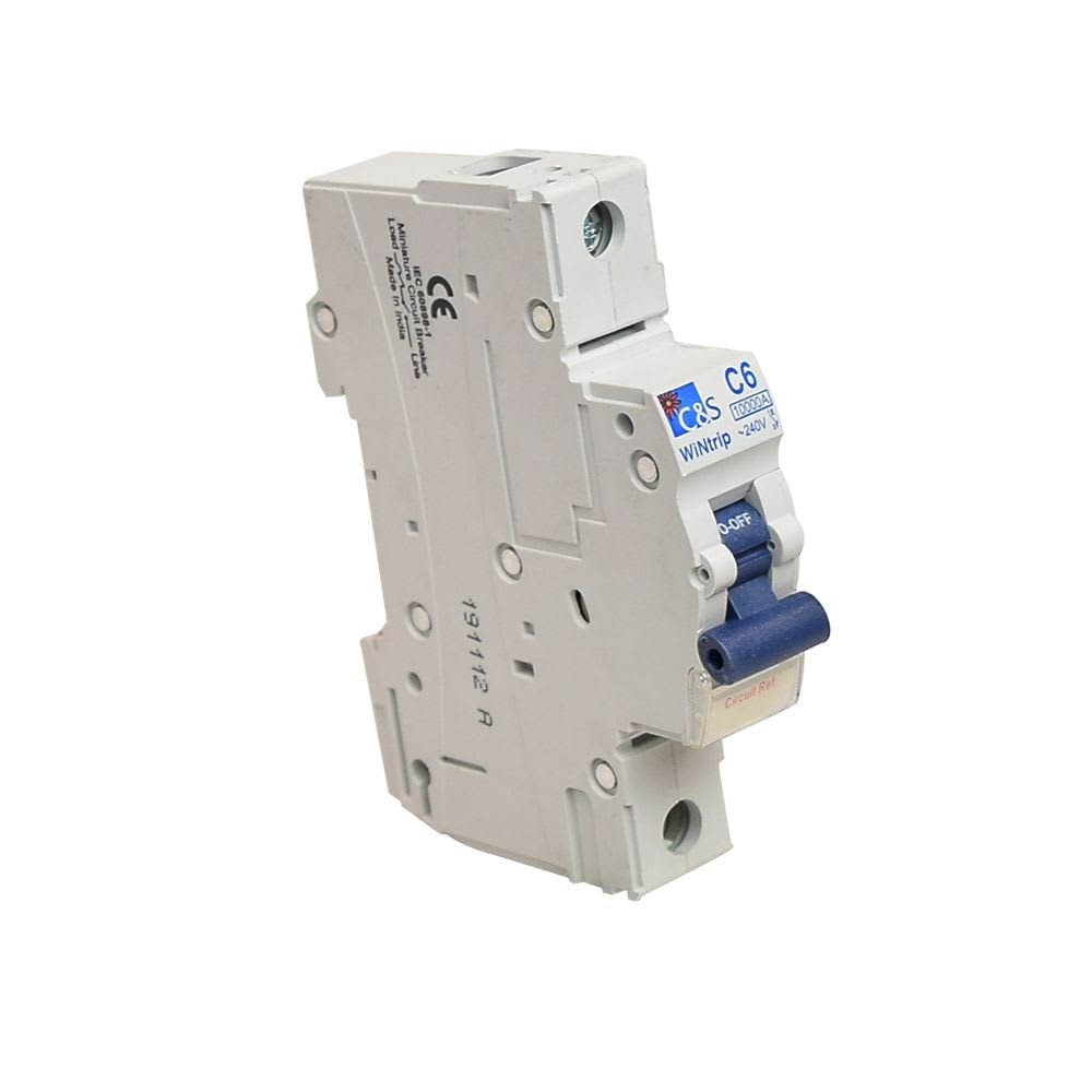 INTERRUPTOR TERMOMAGNETICO 1X6A 10KA 240/415V TIPO C DIN CSMB1C6 CONTROL SWITCHGEAR1