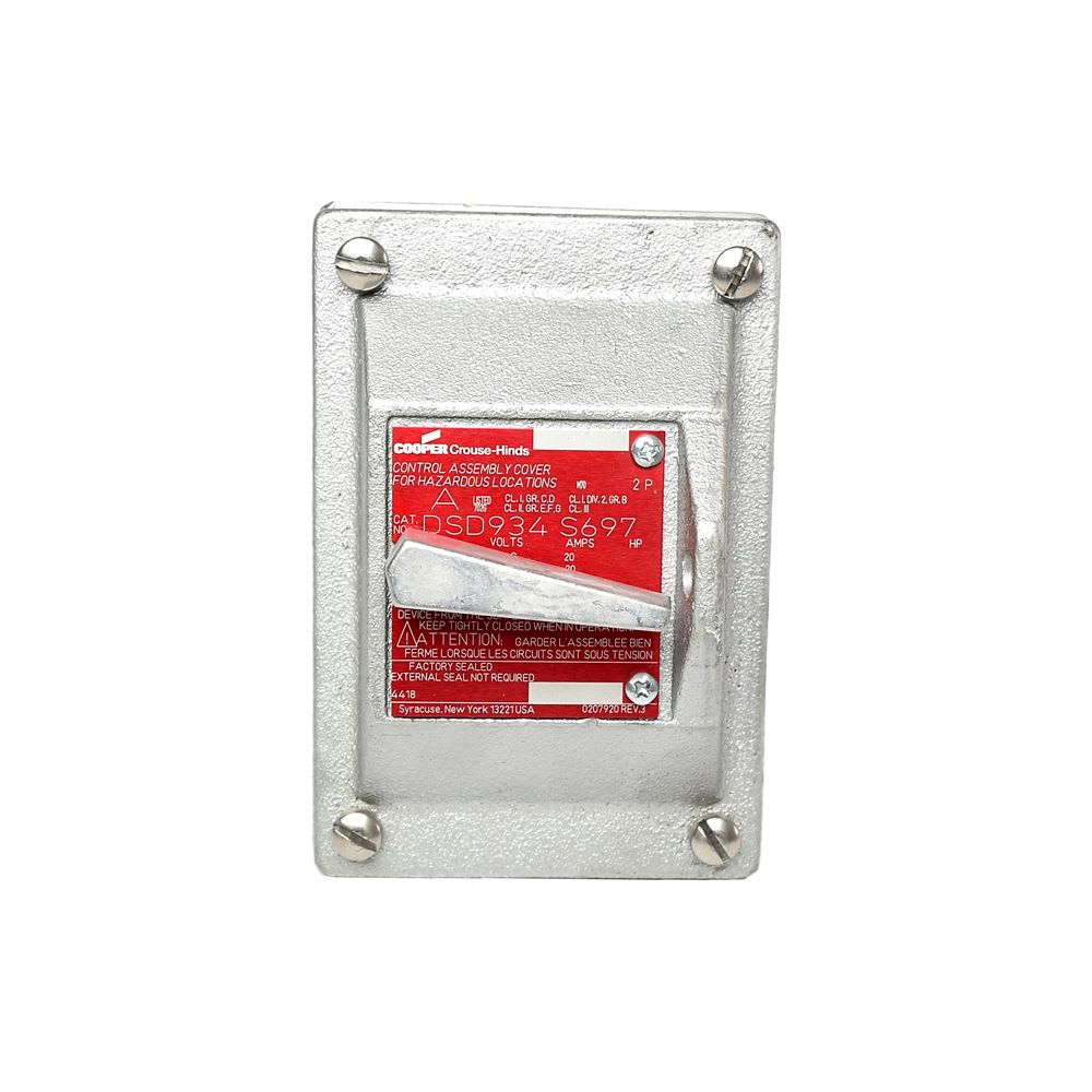 INTERRUPTOR DE 20A/120-277V 2 POLOS SIN CAJA CL1 DIV1 UL DSD934-S697 CROUSE HINDS2