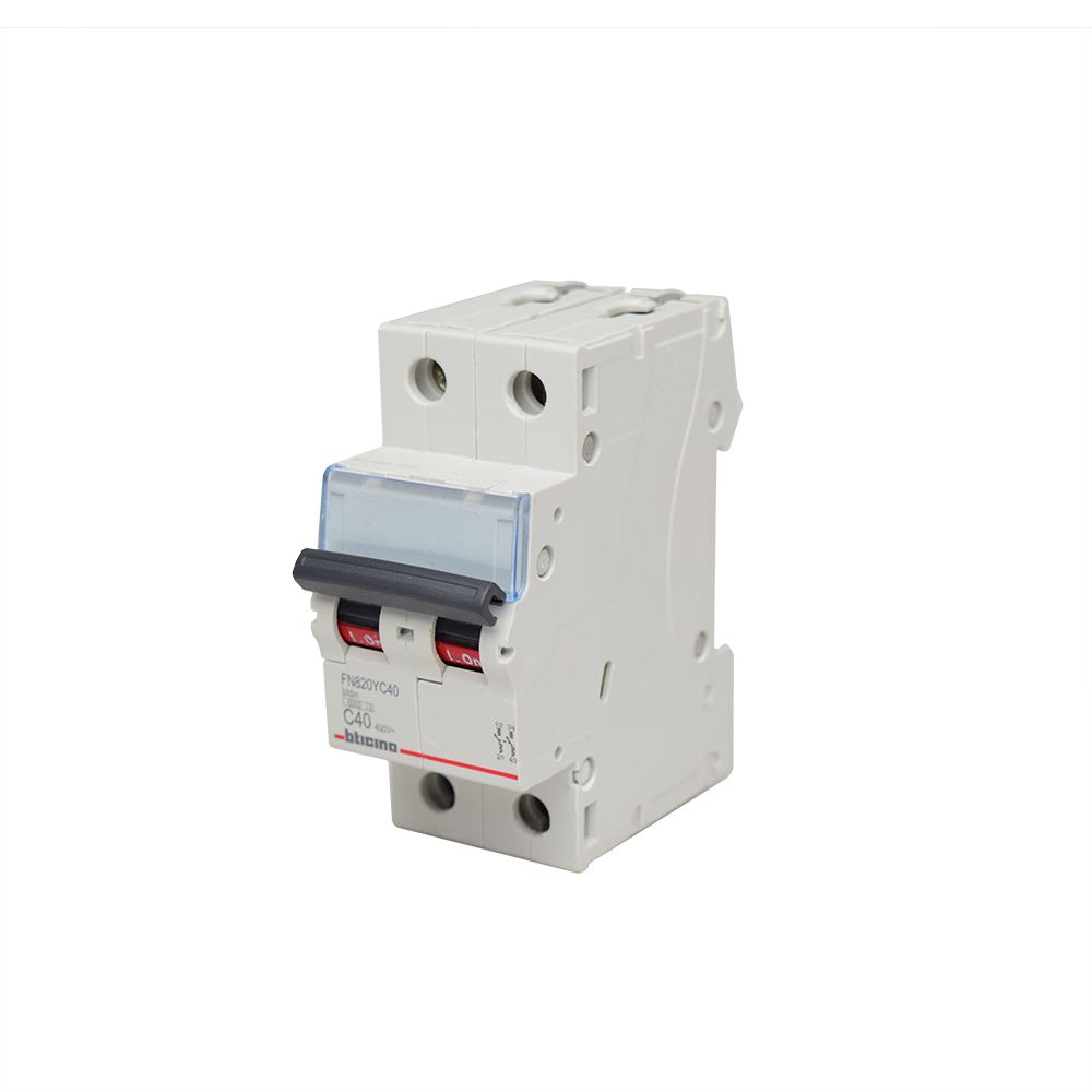 INTERRUPTOR TERMOMAGNETICO 2X40A 10KA 220V TIPO C DIN BTDIN FN820YC40 BTICINO