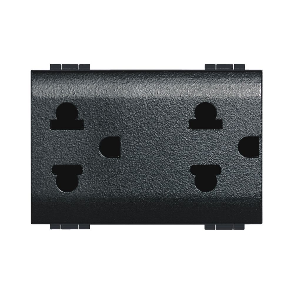 TOMACORRIENTE EUROAMERICANO UNIVERSAL 2X16A+T 127/250V ANTRACITA LIVING- LIGHT L4185 BTICINO