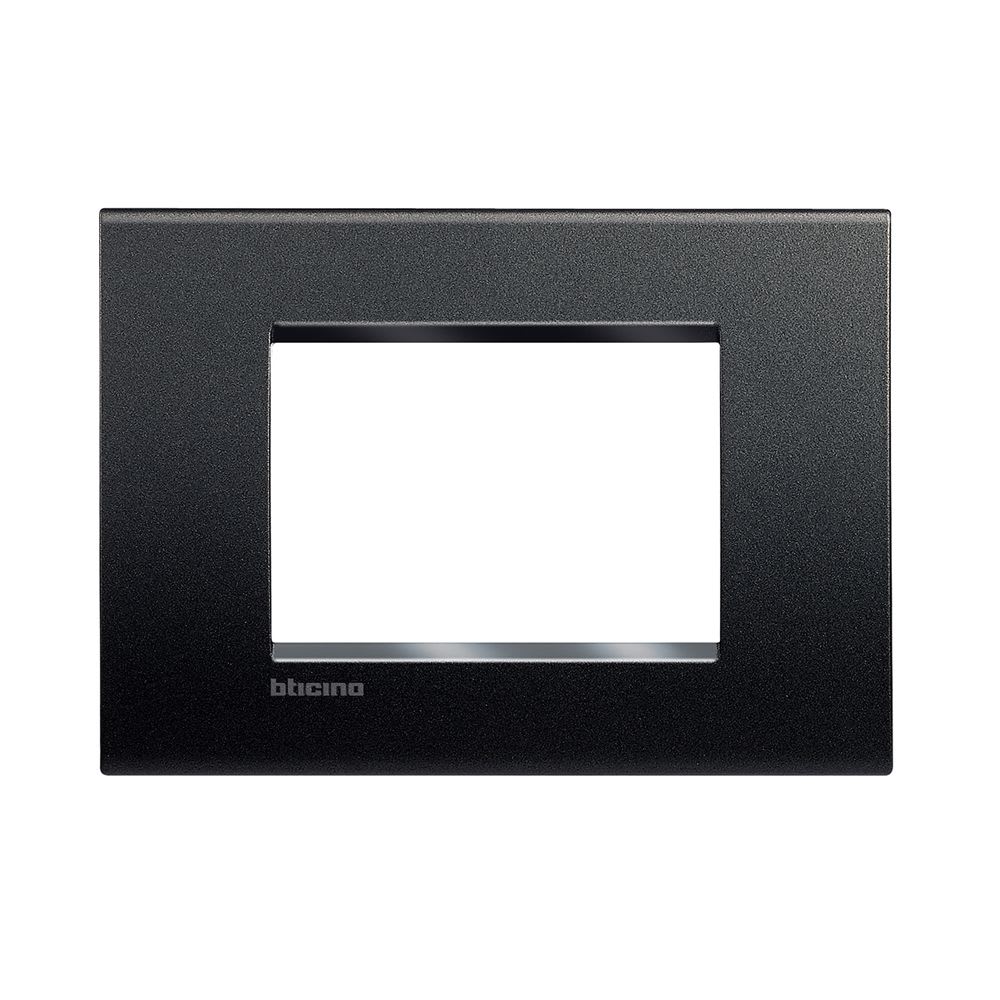 PLACA DE TECNOPOLIMERO 3 MODULOS RECTANGULAR NEGRO ANTRACITA LIVING- LIGHT LNA4803AR BTICINO1