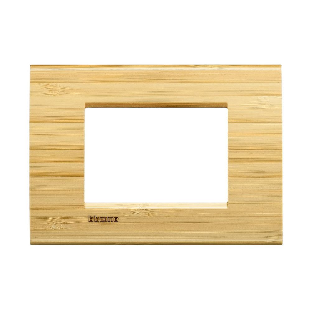PLACA MADERA 3 MODULOS RECTANGULAR BAMBU LIVING-LIGHT LNA4803LBA BTICINO