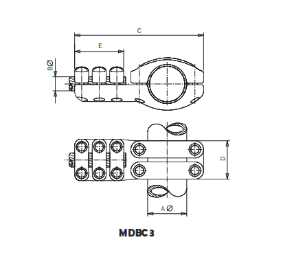 DERIVACION EN T TUBO PASANTE A CABLE DERIVADO MDBC3-12035 ARAGCU AS1