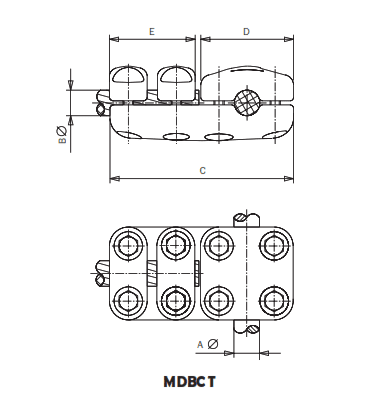 DERIVACION EN T PARA BORNA PASANTE Y DERIVADO CABLE MDBCT-3022 ARAGCU AS1