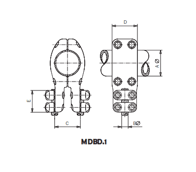 DERIVACION EN T PASANTE A CABLE DUPLEX MDBD.1-15043 ARAGCU AS1