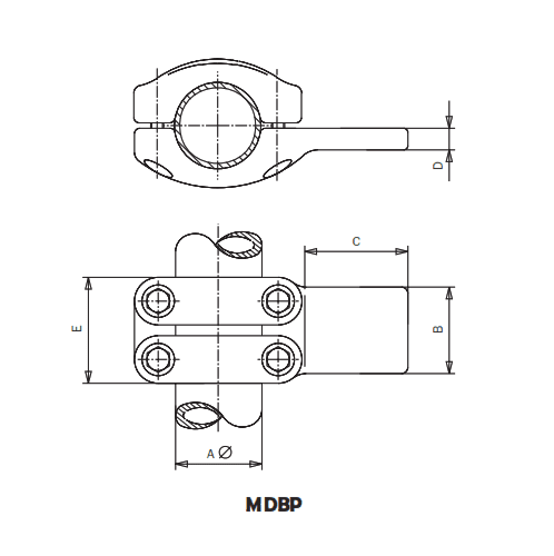 DERIVACION EN T TUBO PASANTE A PLETINA MDBP-6066 ARAGCU AS1