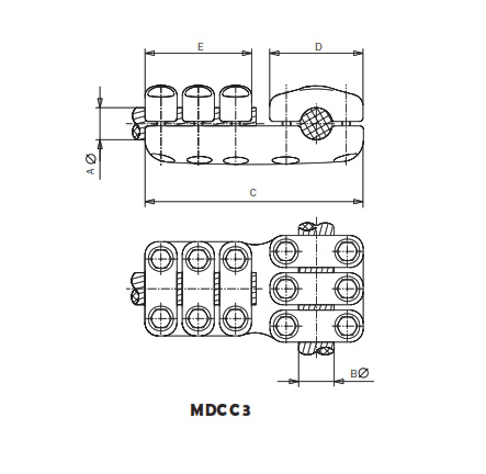 DERIVACION EN T PARA CABLES MDCC3-3030 ARAGCU AS1