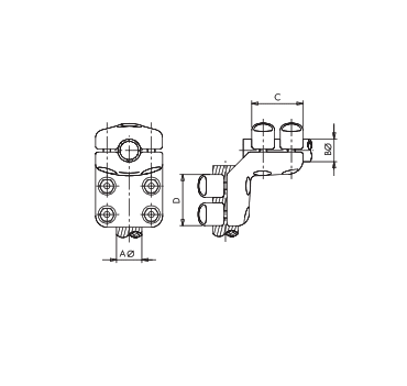 CONECTOR A 90° PARA UNION TUBO A CABLE MLBC-4038 ARAGCU AS2
