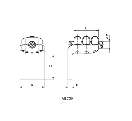 CONECTOR ACODADO A 90° CABLE A PLETINA MLC3P-3588 ARAGCU AS2