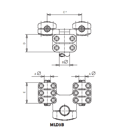 CONECTOR ACODADO A 90° CABLE DUPLEX A TUBO MLD3B-3830 ARAGCU AS1