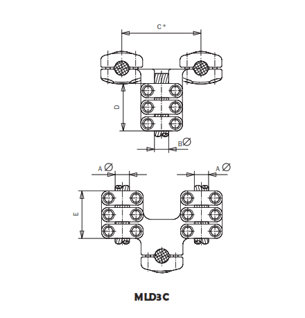 CONECTOR ACODADO A 90° CABLE DUPLEX A CABLE MLD3C-3032 ARAGCU AS1