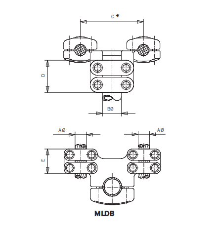 CONECTOR ACODADO A 90° CABLES DUPLEX A TUBO MLDB-3030 ARAGCU AS