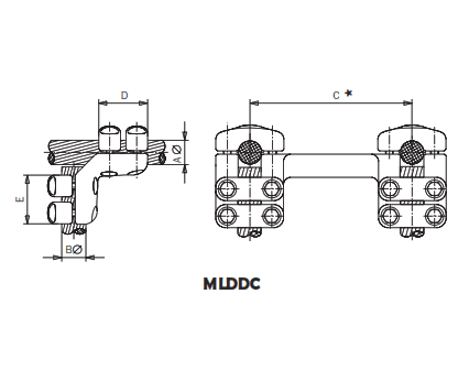 CONECTOR ACODADO A 90° CABLE DUPLEX A CABLE DUPLEX MLDDC-2230 ARAGCU AS2