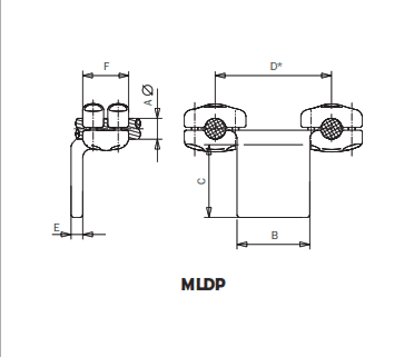 CONECTOR ACODADO A 90° CABLE DUPLEX A PLETINA MLDP-25106 ARAGCU AS2
