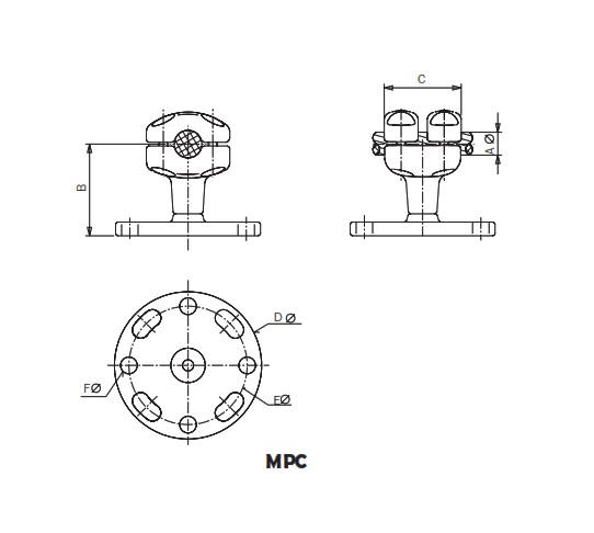 SOPORTE RECTO PARA CABLE MONTADO SOBRE AISLADOR (2 BRIDAS) MPC-32 ARAGCU AS1