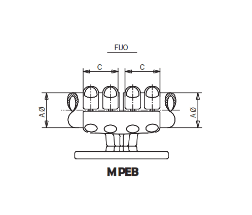 SOPORTE DE EMPALME FIJO DESLIZANTE PARA UNION DE  MONTADO SOBRE AISLADOR MPEBD/MPEB-50 ARAGCU AS1