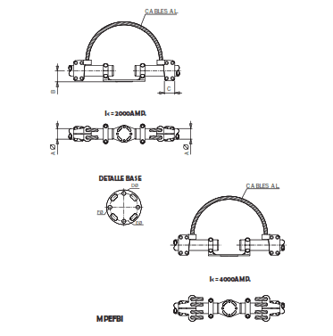 CONECTOR RECTO FLEXIBLE UNION DE TUBOS MONTADO SOBRE AISLADOR MPEFBI-80225 ARAGCU AS1