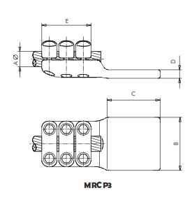 CONECTOR RECTO CABLE A PLETINA MRCP3-32106 ARAGCU AS2