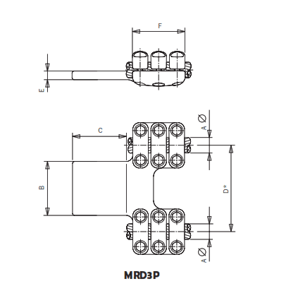 CONECTOR RECTO CABLE DUPLEX A PLETINA MRD3P-3255 ARAGCU AS2